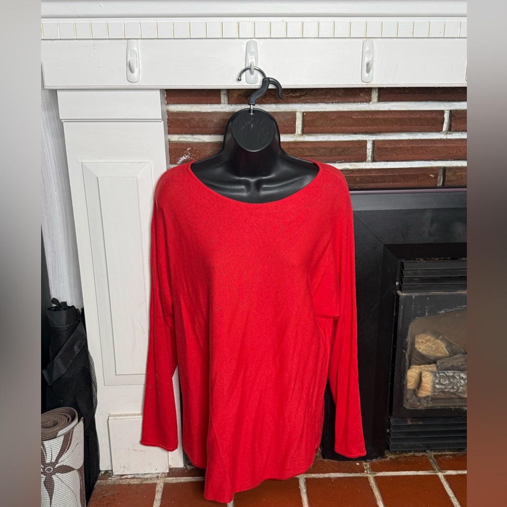 Michael Kors Size M Vibrant Red Oversized Long Sleeve Top Sweater